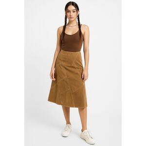 Isabella Bird Beige Cotton Corduroy Y2K Maxi Skirt   Women's Size 12